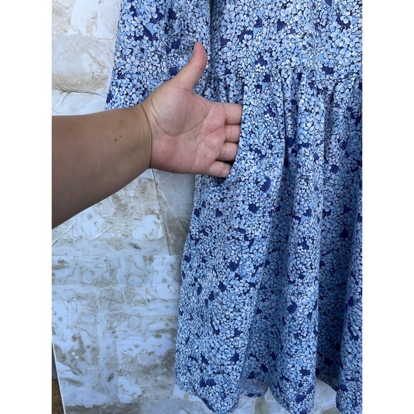 Tuckernuck Hayes Blue Hydrangeas Button Front Shirt Dress size large - Picture 4 of 12